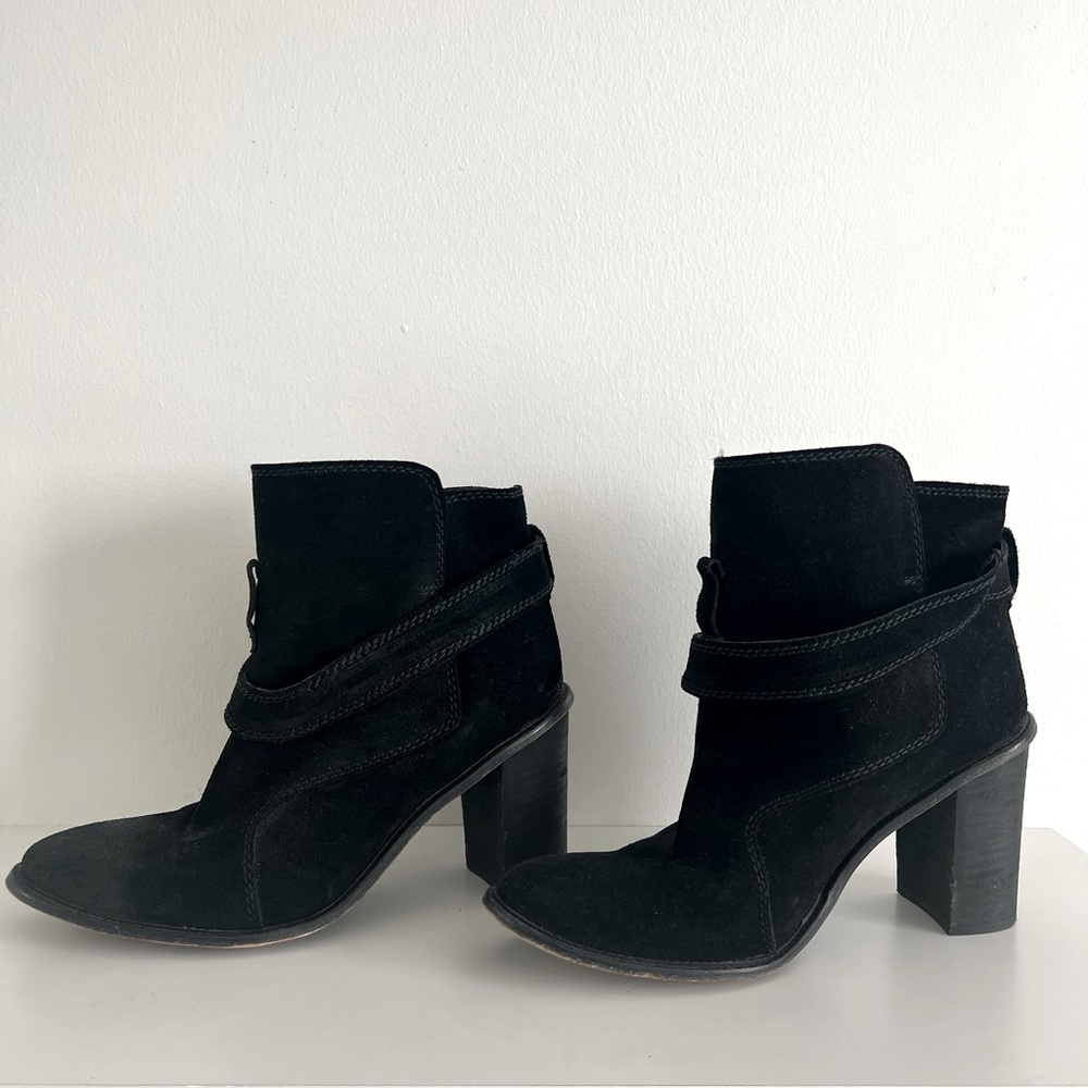 Zara Basic Suede Ankle Boots—Black